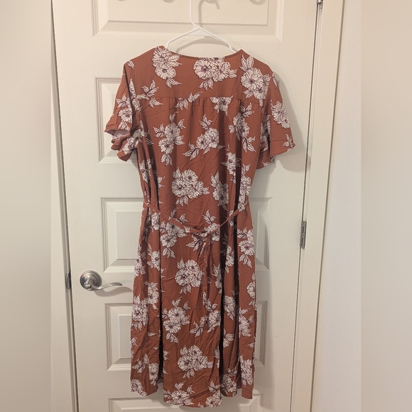 ISABEL MATERNITY Dress Flutter Sleeves Floral Print Orange and White XXL - Picture 5 of 8